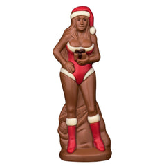 Decorated hollow milk chocolate Christmas woman in cello - 205mm