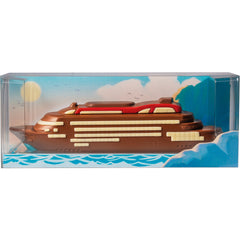 Decorated hollow milk chocolate cruise ship in acetate gift box - 250mm