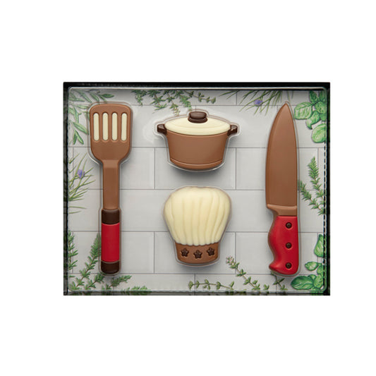 Decorated hollow milk chocolate cooking gift set - 195mm