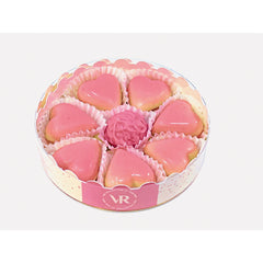 Jag Couture London - New York 12cm round gift box of caramel filled blushed hearts and Marc de Champagne truffle