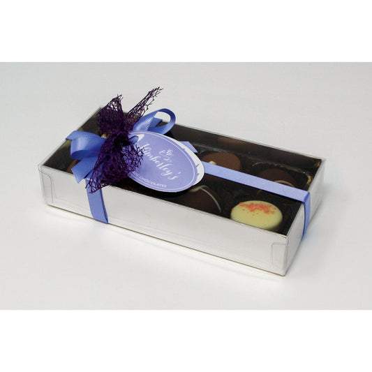 Jag Couture London - New York 8 handmade English truffles and chocolates in silver gift box with menu tag