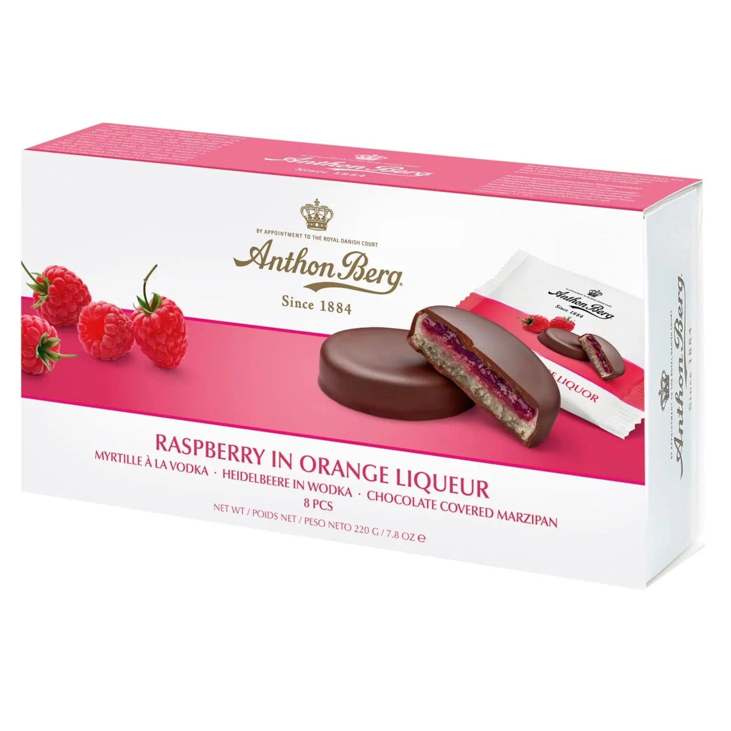 Jag Couture London - New York Anthon Berg raspberry in orange liqueur marzipan in dark chocolate