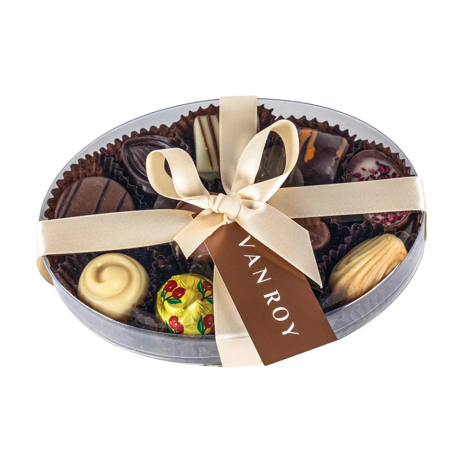 Jag Couture London - New York Assorted Belgian chocolates in 15cm cello oval with ribbon