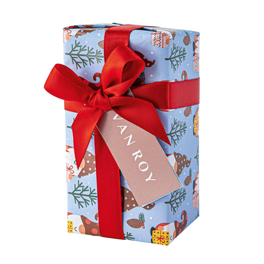 Jag Couture London - New York Assorted Belgian chocolates in gonks and stamps gift wrapped ballotins with menu tag - 2 designs