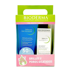 Jag Couture London - New York Bioderma Shine And Enlarged Pores Pack Sebium Foaming Gel 200ml + Sebium Mat Control 30ml