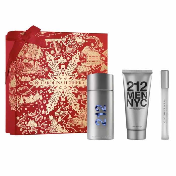 Jag Couture London - New York Carolina Herrera 212 Men Eau De Toilette Spray 100ml Set 3 Pieces