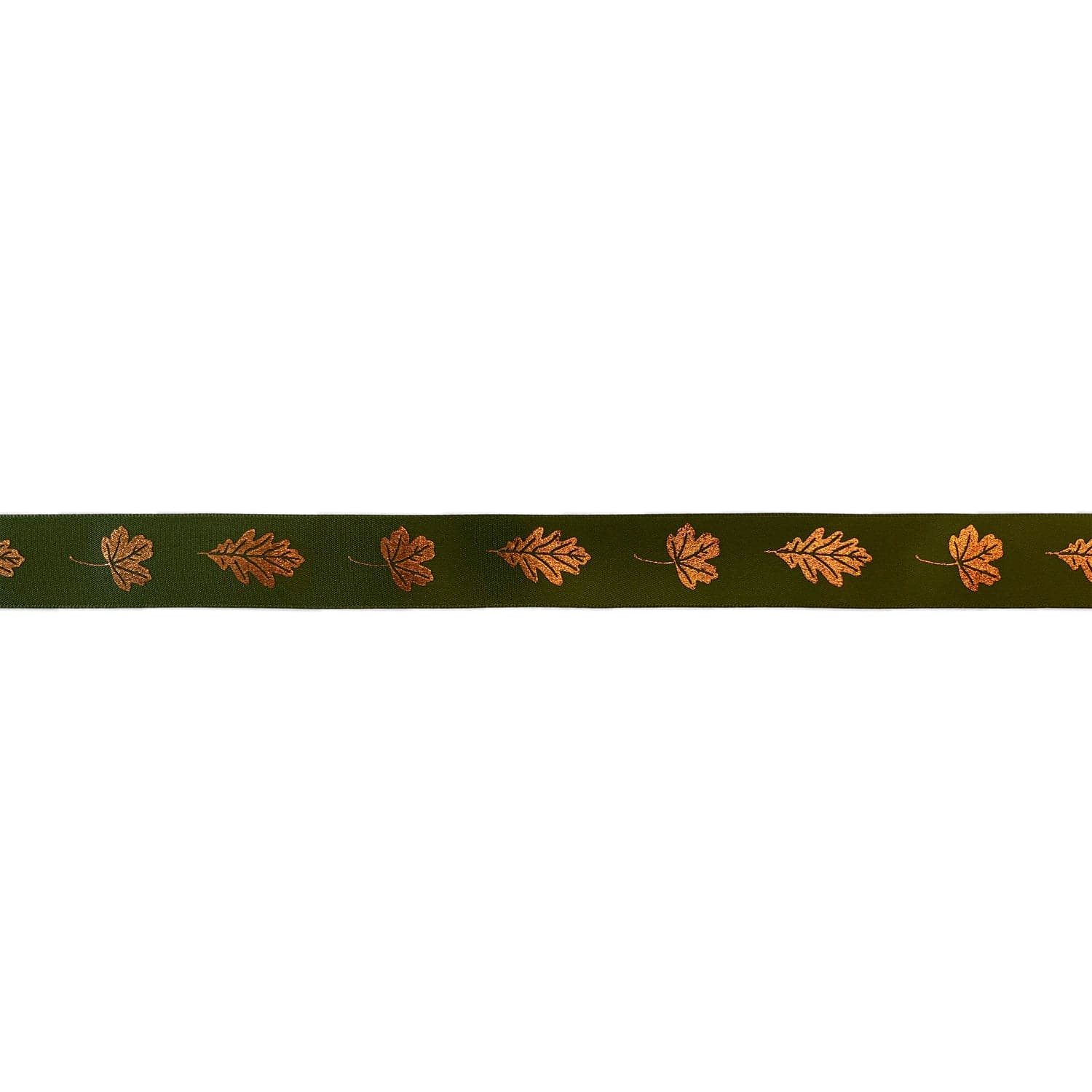 Jag Couture London - New York Forest green single faced satin ribbon with bronze autumn leaves