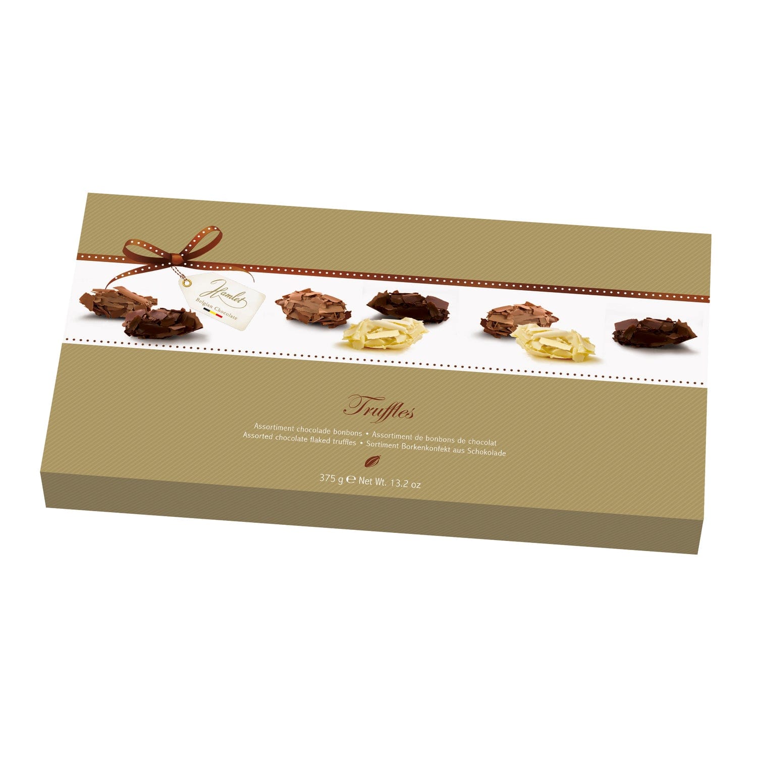 Jag Couture London - New York Hamlet milk, white and dark chocolate flaked truffles in gift carton