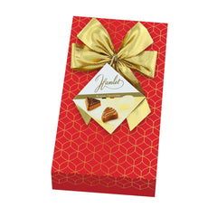 Jag Couture London - New York Hamlet red carton of assorted chocolates with gold bow