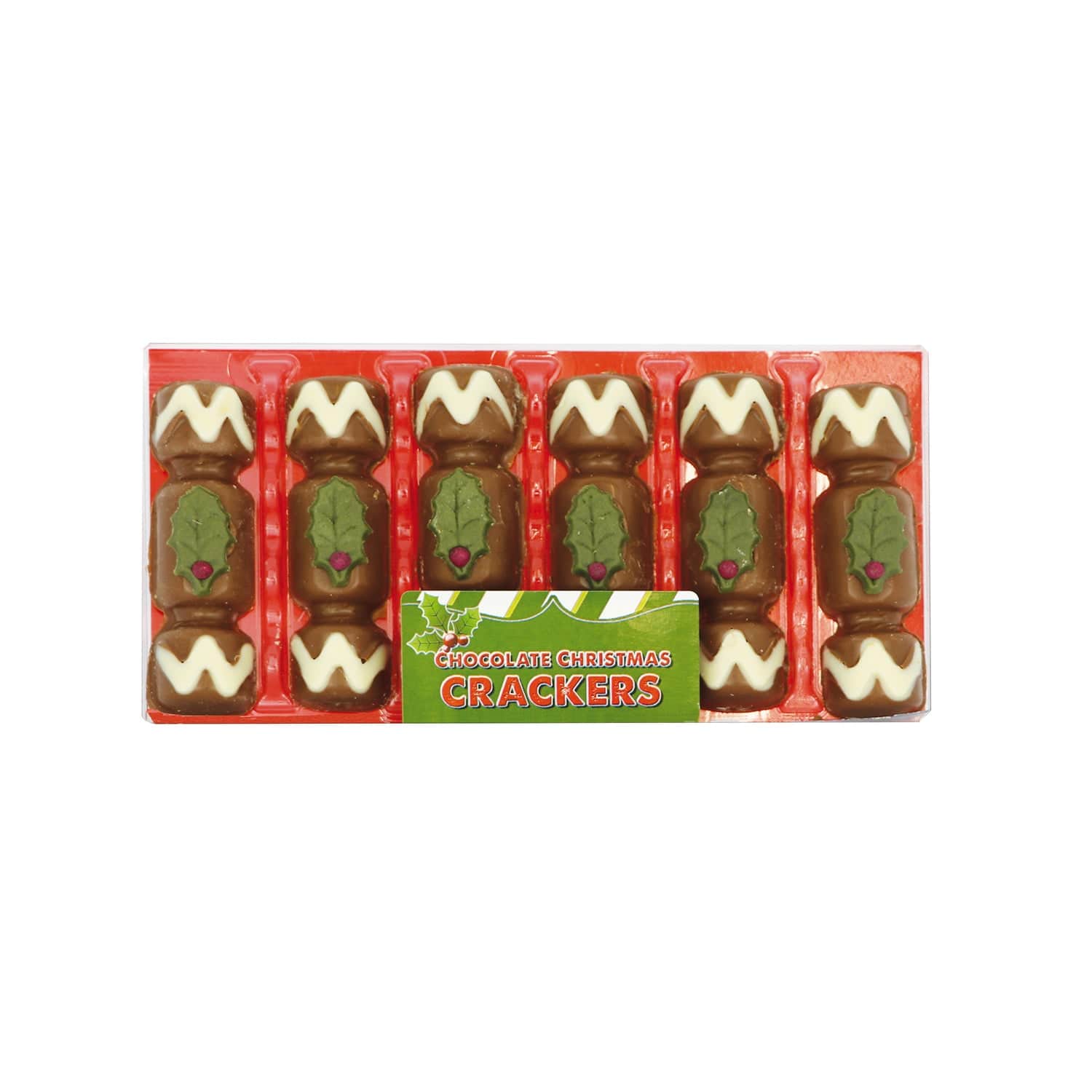 Jag Couture London - New York Hand decorated chocolate crackers with sugarcraft holly in acetate pack