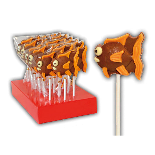 Jag Couture London - New York Hand decorated chocolate fish lollipops in display