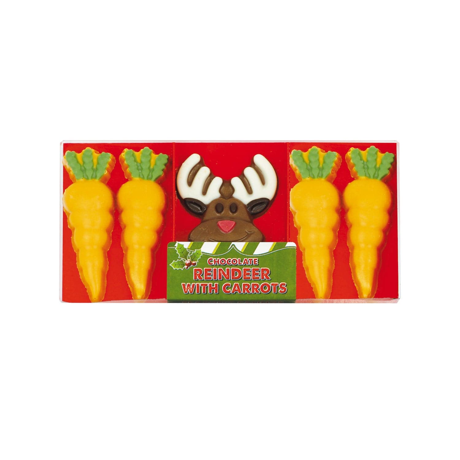 Jag Couture London - New York Hand decorated chocolate reindeer and carrots in acetate pack