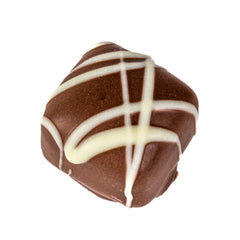 Jag Couture London - New York Italian Cream - vanilla flavoured fudge in milk chocolate with white stripes 19g