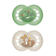 Jag Couture London - New York Mam Original Pure Silicone Pacifier +6 Months Green/Beige - 2 Units