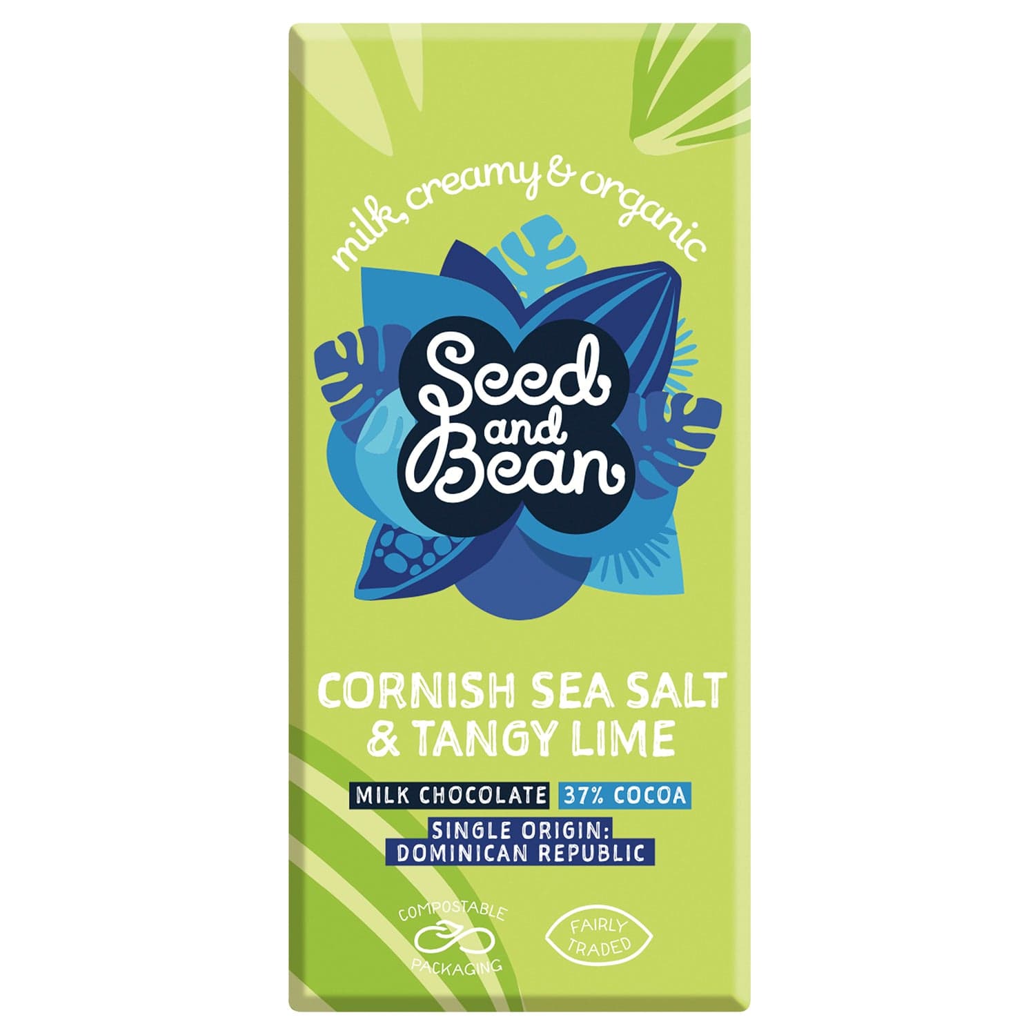 Jag Couture London - New York Organic & Fair Trade 37% milk chocolate bar with Cornish sea salt & lime