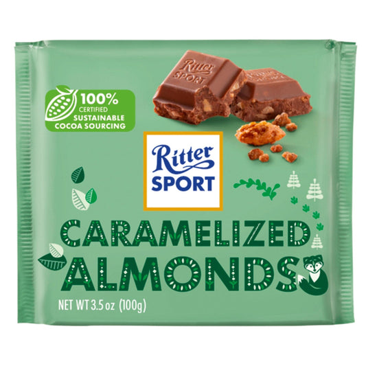 Jag Couture London - New York Ritter Sport milk chocolate caramelised almonds bar