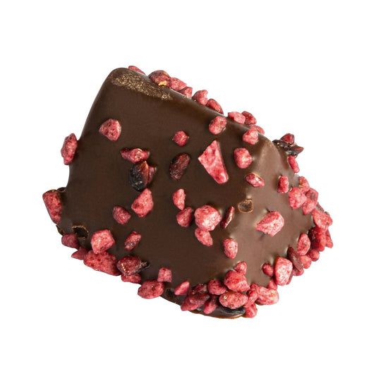 Jag Couture London - New York Triangolo Dark - layered marzipan in dark chocolate with raspberry décor 13.6g